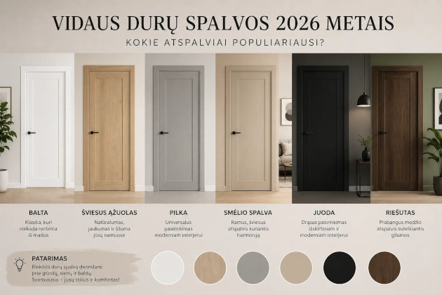 Vidaus durų spalvos 2026 metais – kokią pasirinkti, kad namai atrodytų moderniai?