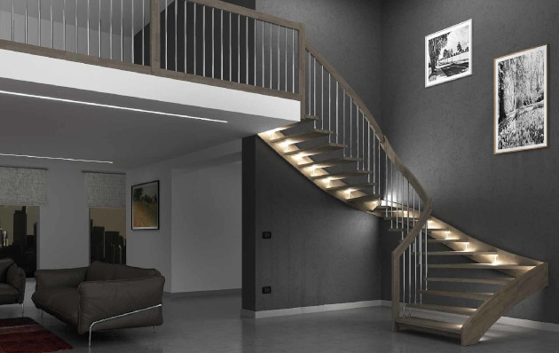 Laiptai su LED apšvietimu