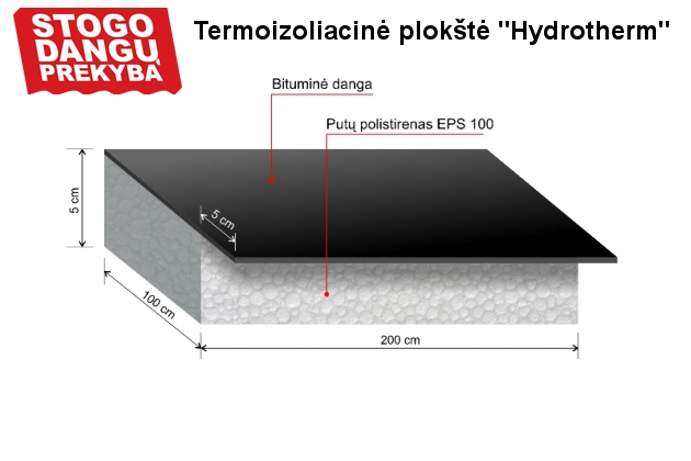 Termoizoliacinės plokštės HYDROTHERM - plokščių (sutapdintų) stogų apšiltinimui ir hidroizoliacijai