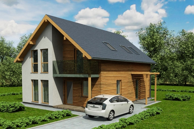 Karkasinio – skydinio namo projektas KRIAUTĖ 01