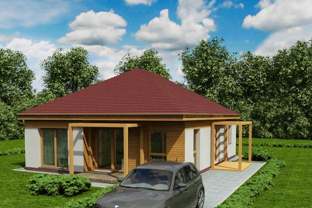 Karkasinio – skydinio namo projektas KRIAUTĖ 03