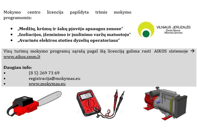 VŠĮ Vilniaus Jeruzalės darbo rinkos mokymo centro licencija papildyta trimis mokymo programomis