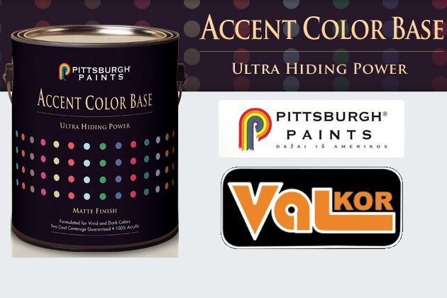 Dažai vidaus darbams PITTSBURGH PAINTS Accent Color Base - naujas požiūris į ryškias spalvas!