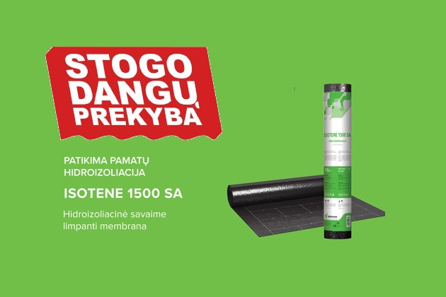 Hidroizoliacinė savaime limpanti membrana ISOTENE 1500 SA – patikima hidroizoliacija