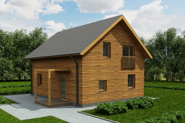 Karkasinio – skydinio namo projektas KRIAUTĖ 02