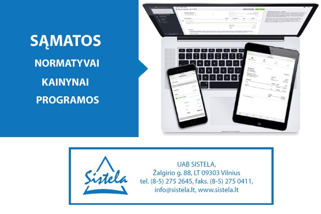 BIM procesui pritaikyta SISTELA sąmatų skaičiavimo programa