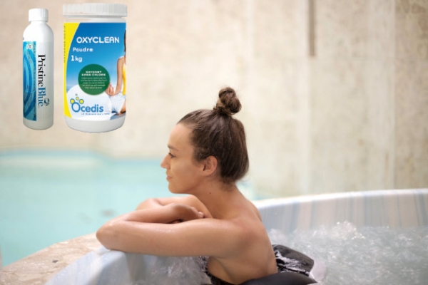 Kubilų, masažinių vonių priežiūros be chloro mini rinkinys (PristineBlue ir Oxyclean)